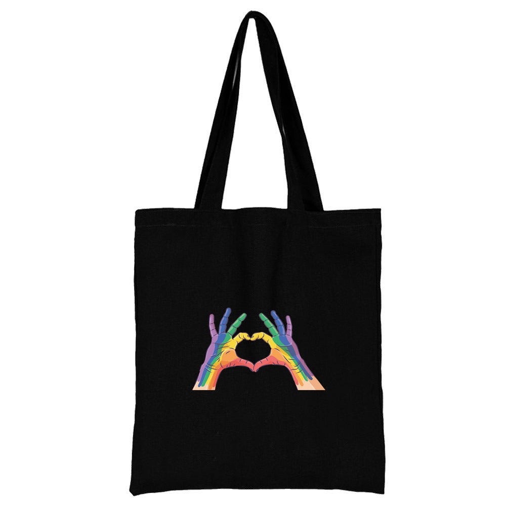 Wholesale Love Pattern Printed Canvas Bag Environmental Protection Handbag Shopping Bag